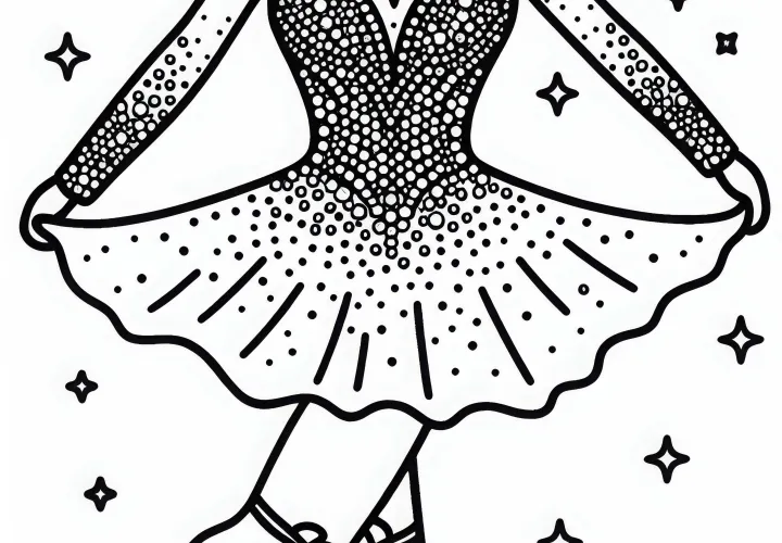 Glitzerndes Kostüm einer Eiskunstläuferin - Malvorlage Gratis