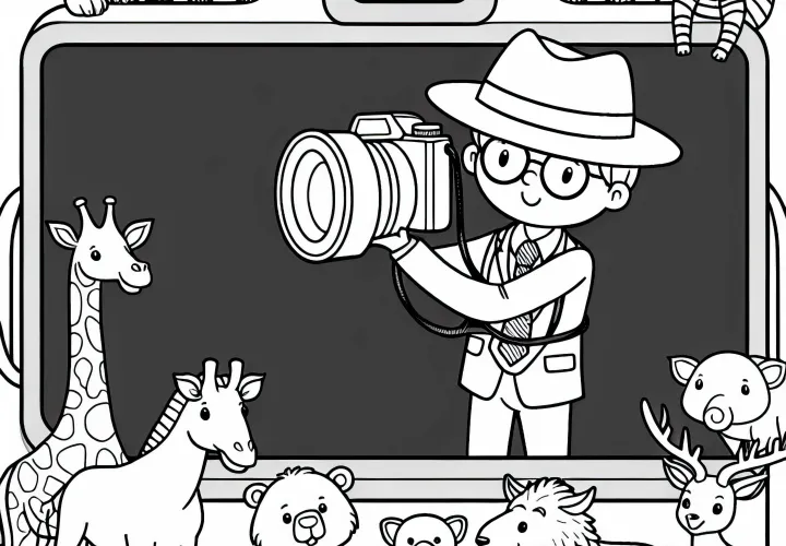 Ausmalbild eines Tierfotografen – Kostenlos herunterladen und ausmalen