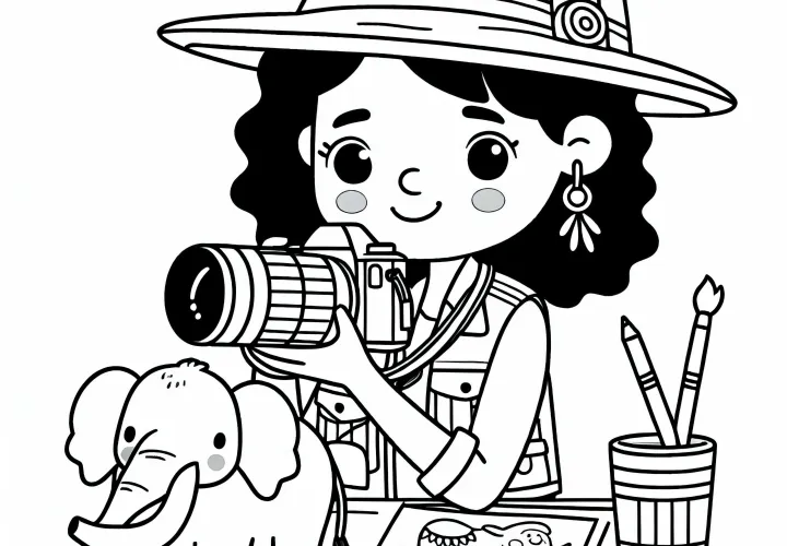 Tierfotografin Ausmalbild Einfach Kostenlos Herunterladen