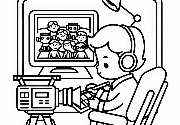 Režiser preverja posnetek kamere na monitorju - Barvna slika brezplačno