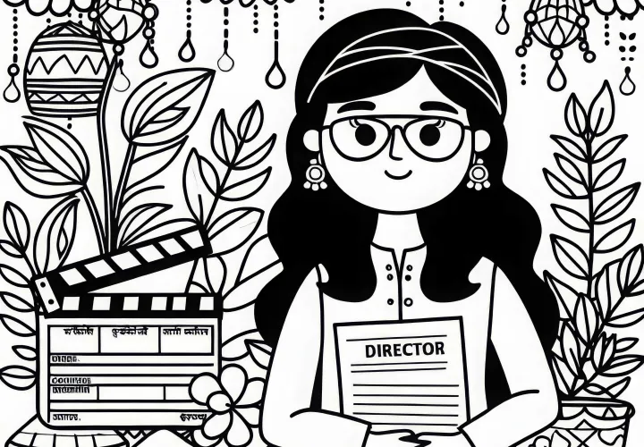 Režiserka drži v roki scenarij – brezplačna barvna predloga