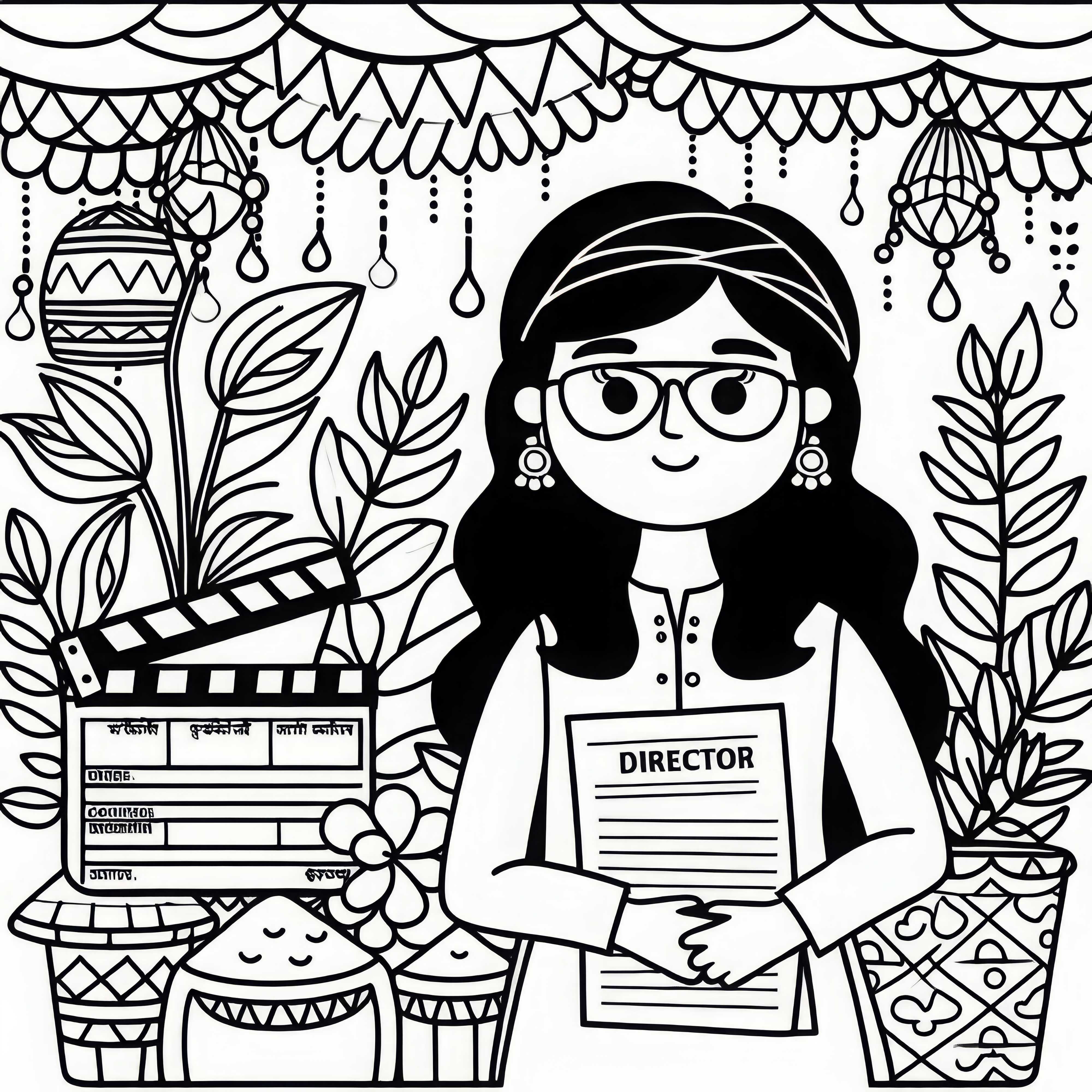 A director holds the script in her hand – free coloring template