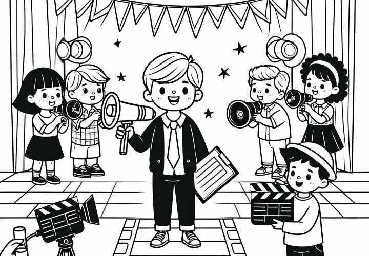 Children play director - Free coloring page Children play director – Free coloring page
