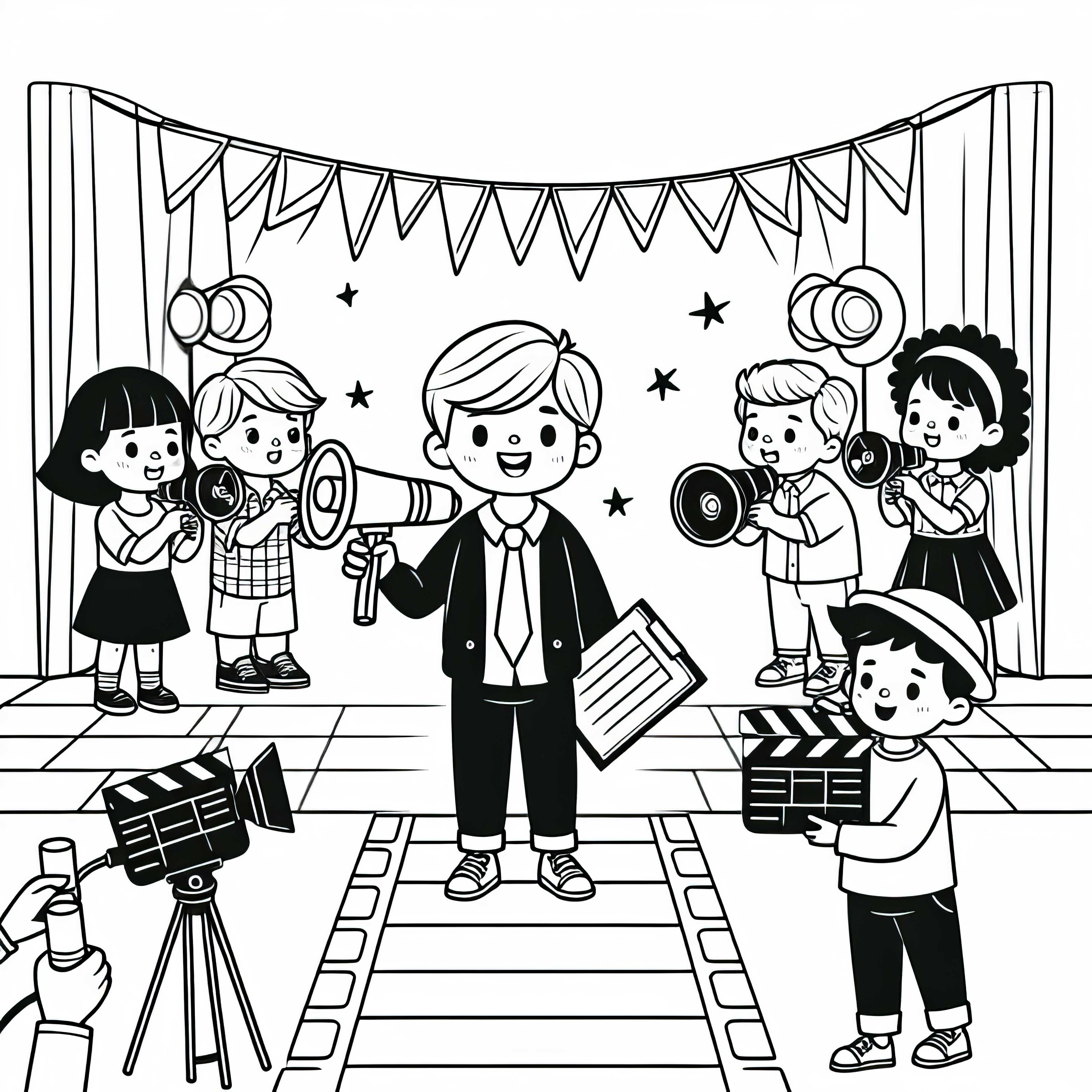 Children play director – Free coloring page