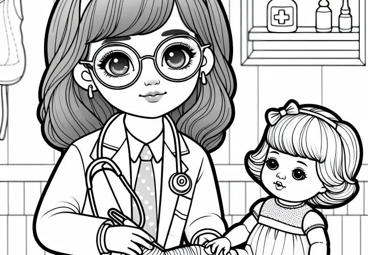 Barvna slika zdravnice za punčke brezplačno za prenos