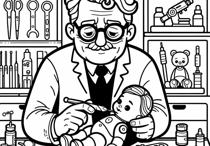 Barvna slika "Puppendoktor" brezplačno: Tvoja brezplačna barvalna zabava