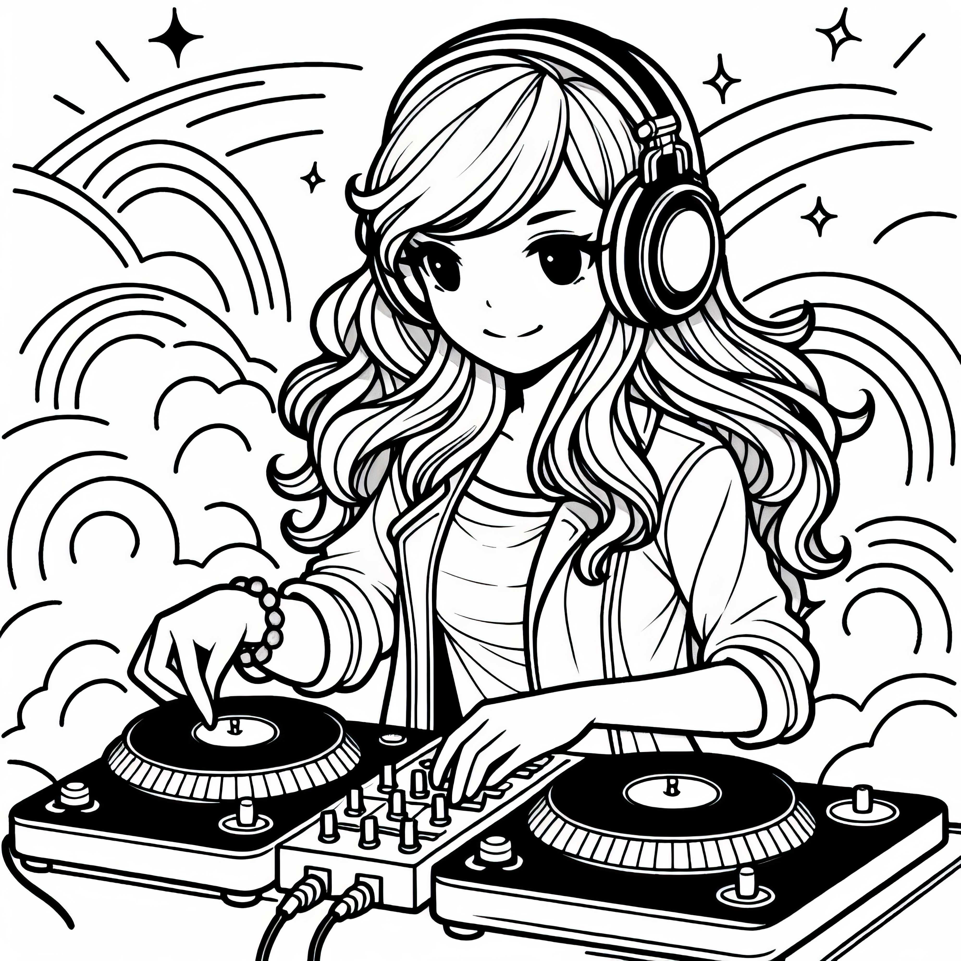 Imagen para colorear de DJane gratis - ¡descárgala ahora!