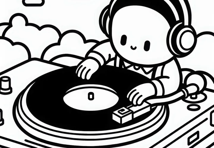 DJ postavlja vinilno ploščo na gramofon - brezplačna barvna predloga