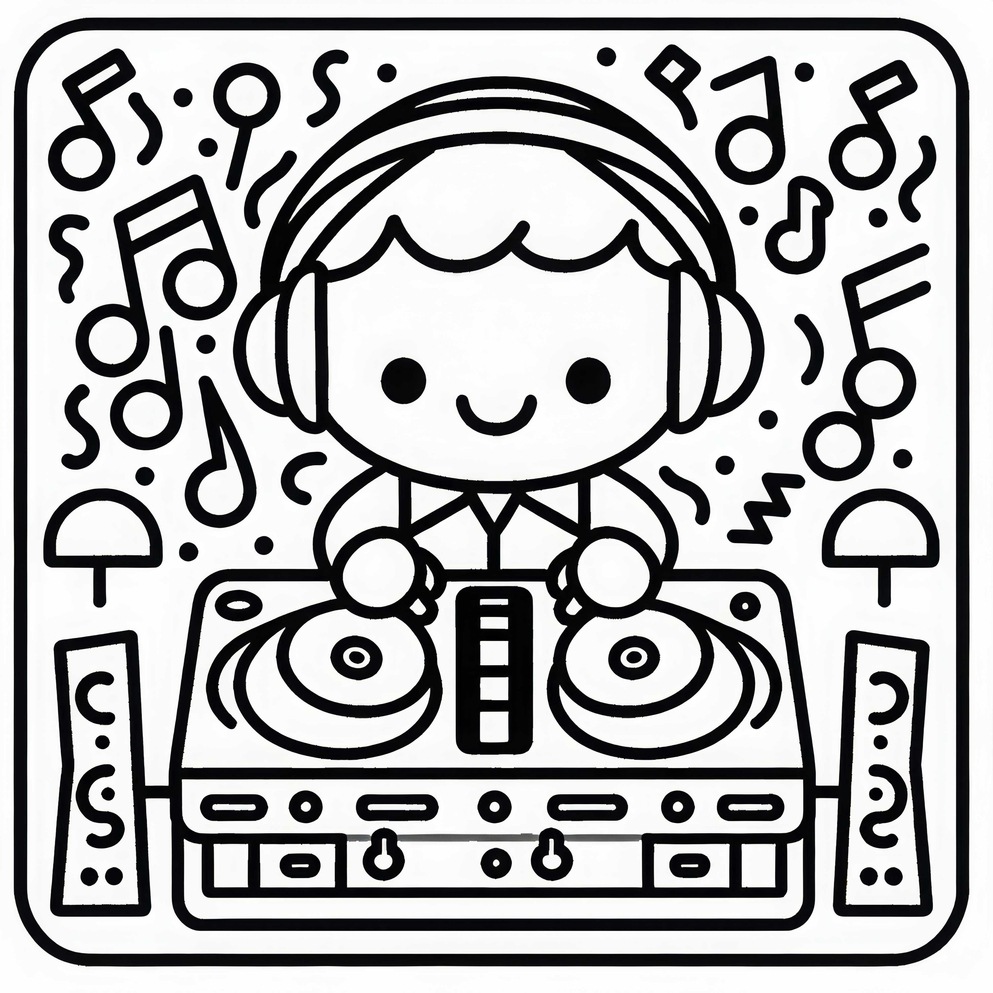 DJ Mixt Canciones en la consola – Plantilla de dibujo simple gratis