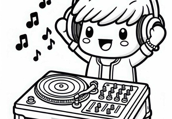 El DJ levanta las manos para animar al público – Plantilla para colorear gratis DJ levanta las manos para animar al público - plantilla para colorear gratuita y sencilla