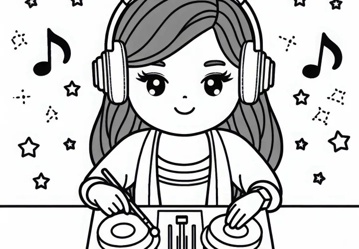 DJane s slušalkami posluša naslednjo pesem – Barvna slika brezplačno