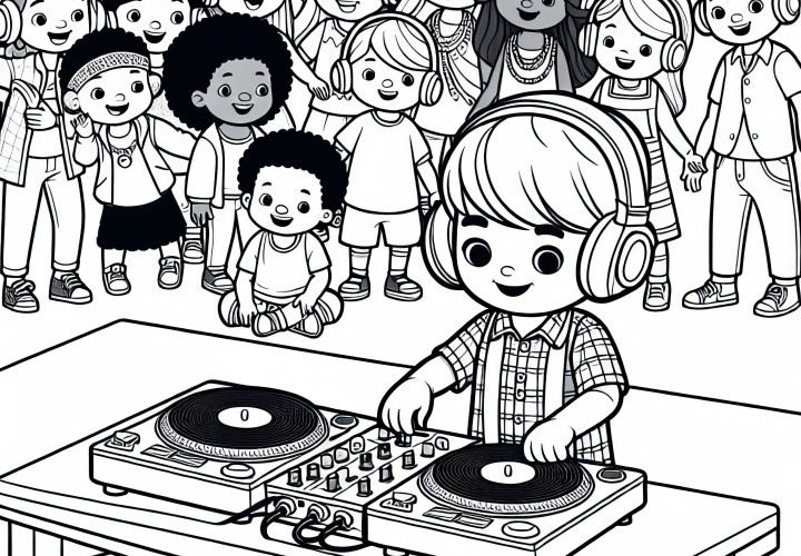 Child as DJ Coloring Page – Free Download