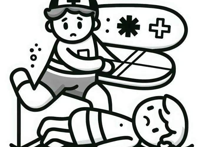 Livredder redder svømmer med livredningsbræt – Malebog simpel og gratis