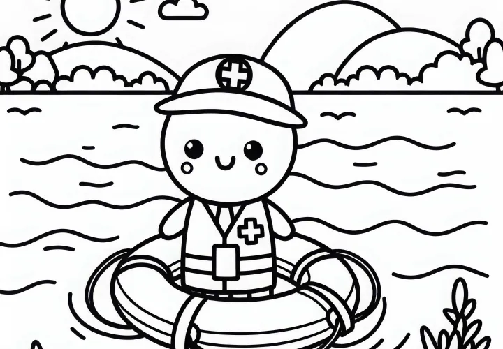 Livredder på søen – Malebog enkel og gratis