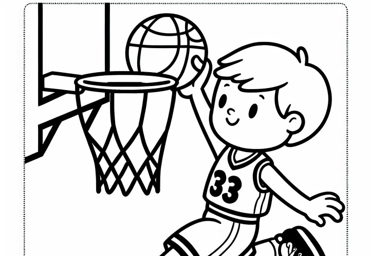 Plantilla para colorear de jugador de baloncesto fácil y gratuita