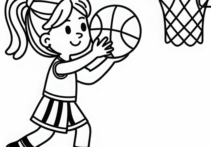 Imagen para colorear de jugadora de baloncesto simple y gratis