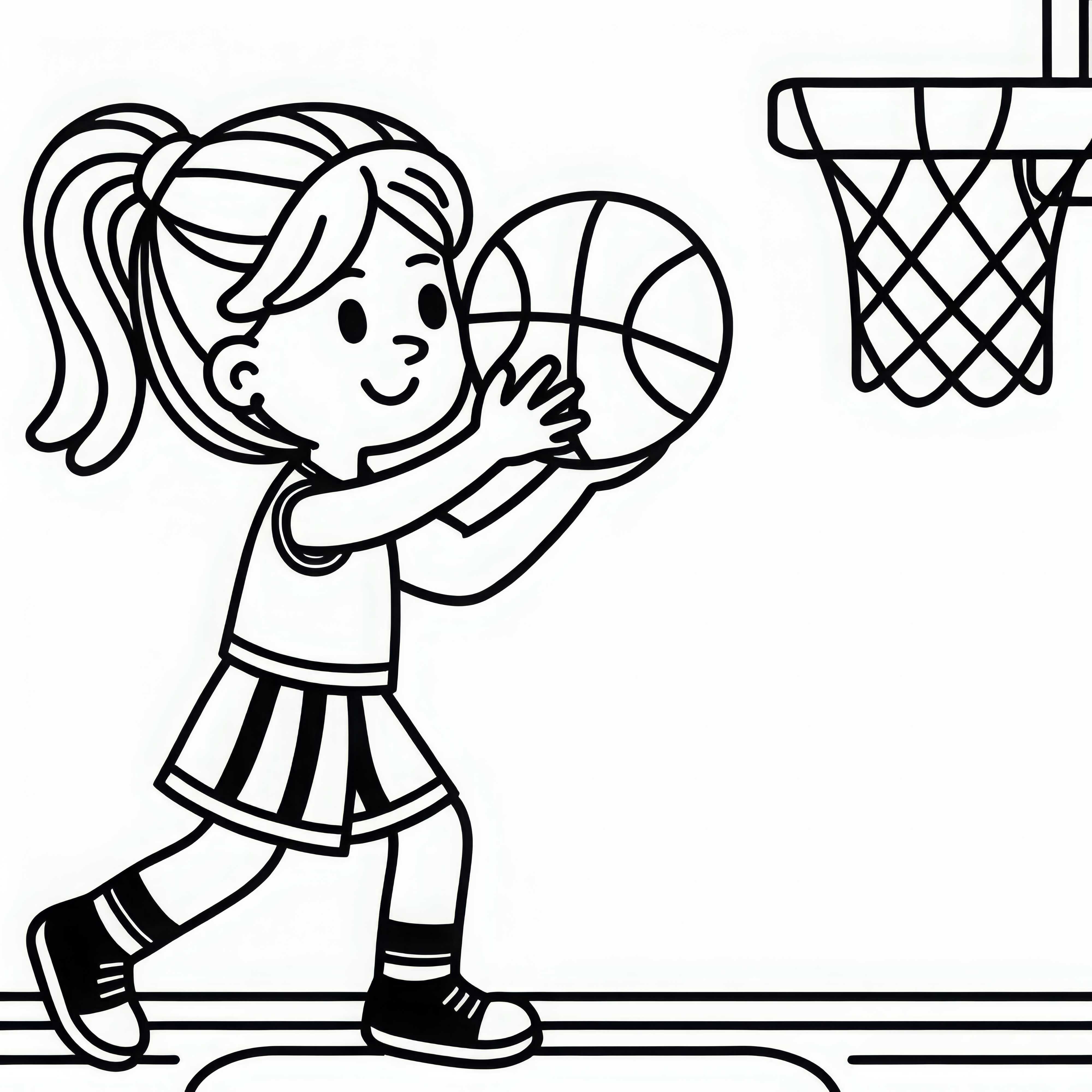 Dibujo para colorear de jugadora de baloncesto fácil gratis