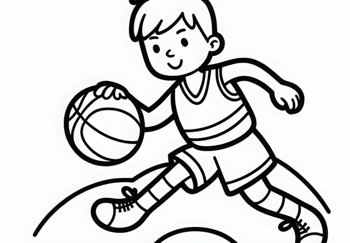 Košarkar dribla z žogo po igrišču – Barvna slika brezplačno