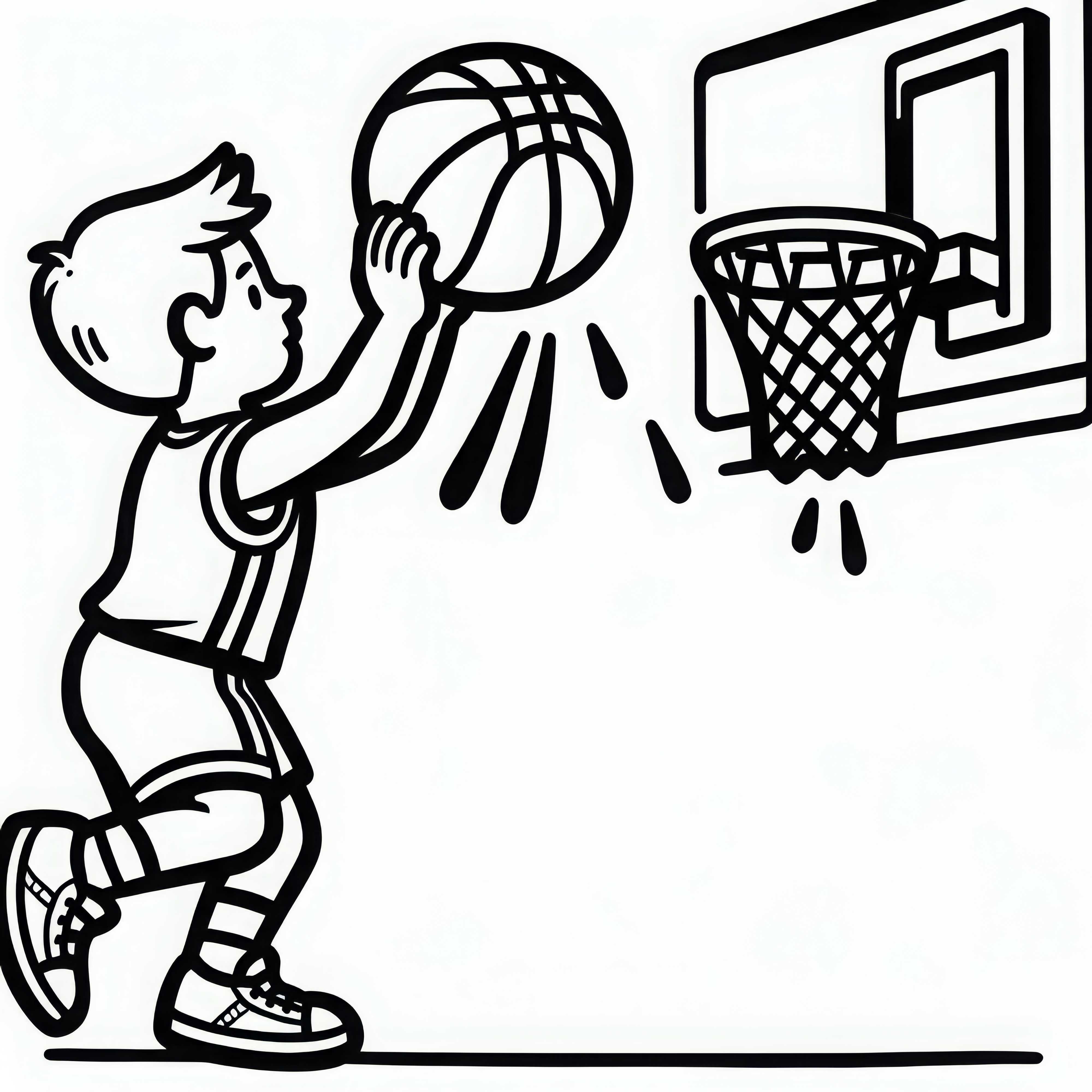El jugador de baloncesto participa en un tiro libre - Plantilla para colorear gratis