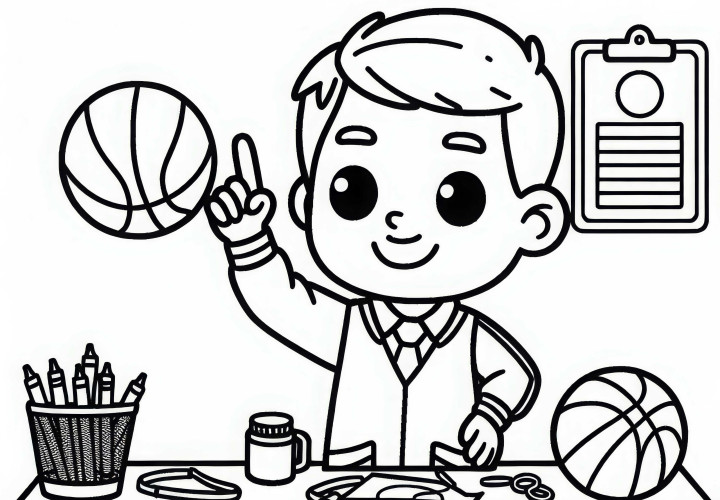 Plantilla de colorear de baloncesto sencilla gratis
