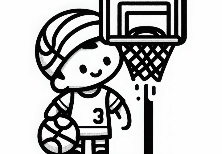 Cesta de baloncesto con red - Plantilla para colorear fácil y gratis