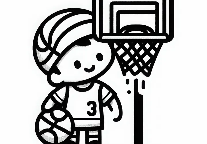 Košarkaški koš z mrežo - barvna predloga enostavno brezplačno