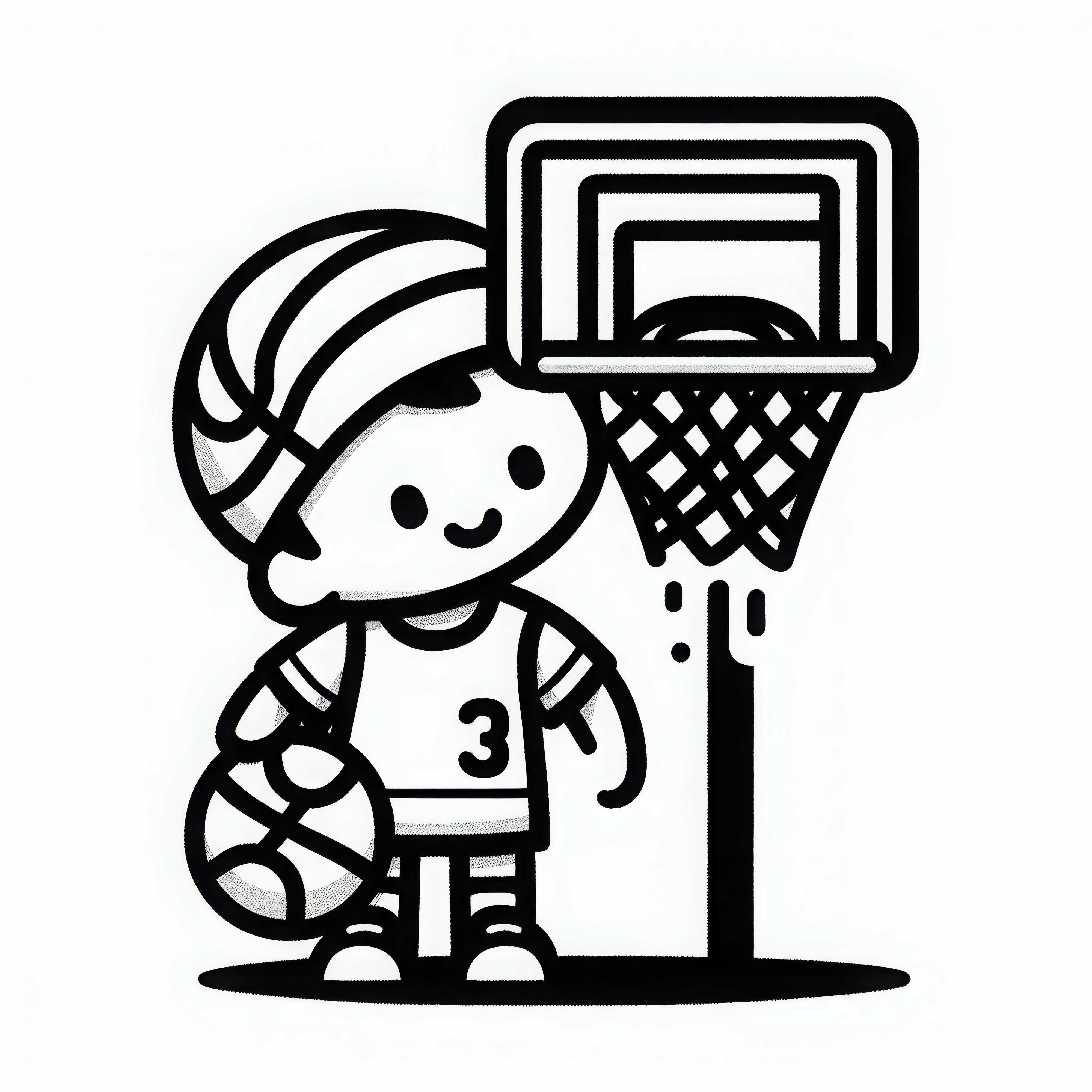 Cesta de baloncesto con red - Plantilla para colorear sencilla y gratuita