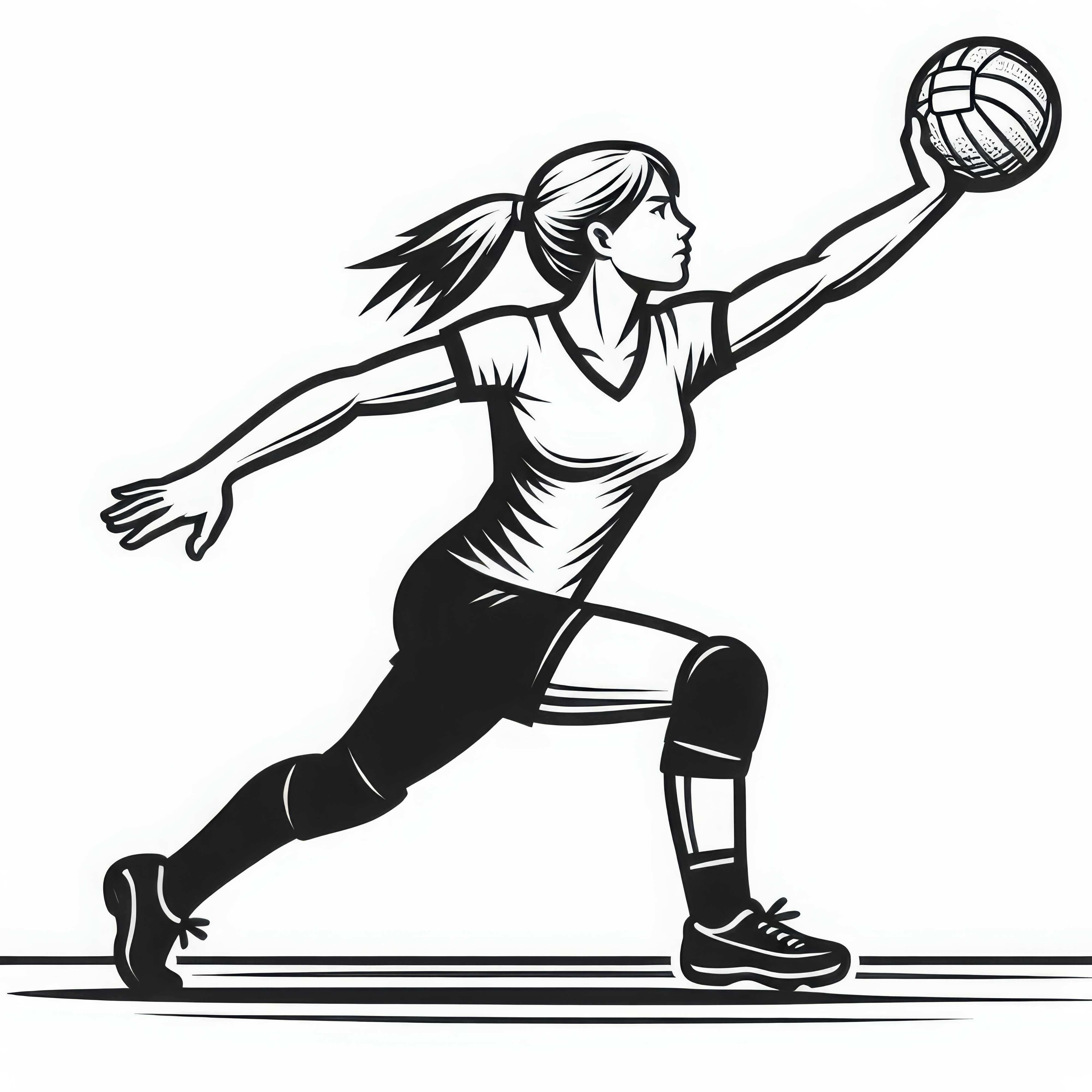 Handballerin stoppt Ball in der Luft mit einer Hand - Malvorlage kostenlos Handballerin stoppt Ball in der Luft mit einer Hand - Malvorlage kostenlos