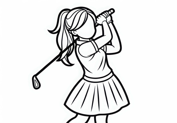 Gambar Pewarnaan Pemain Golf Sederhana Gratis