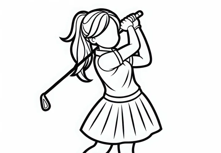 Golfspiller Farvelægningsbillede Let Gratis