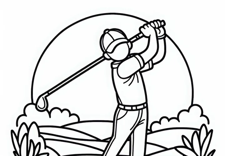 Golfspiller farvelægningsbillede enkelt gratis