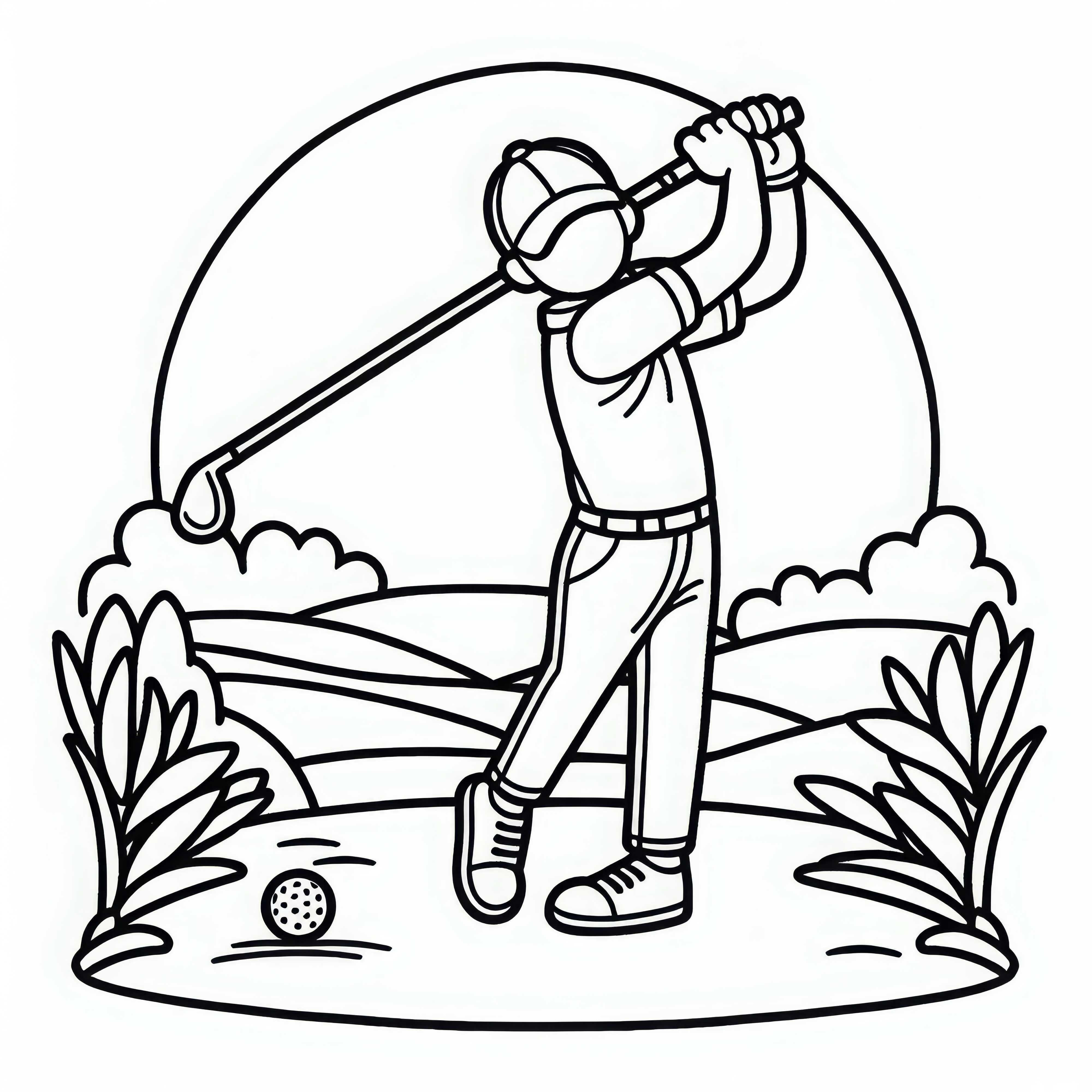 Gambar Pewarnaan Pemain Golf Mudah Gratis
