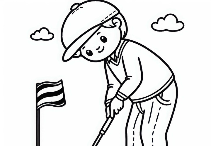 Pemain golf melukis gambar mewarnai secara gratis