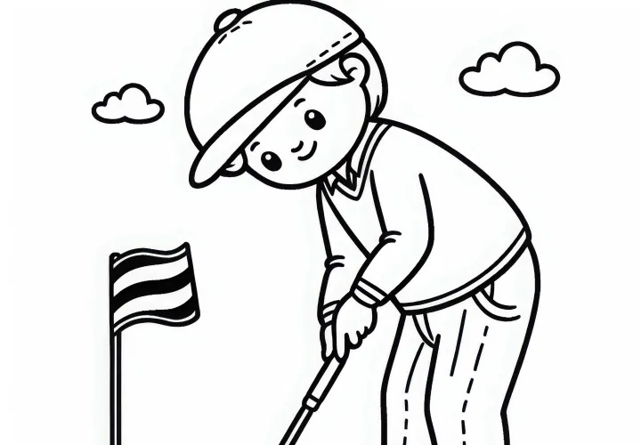 Golfspiller farvelægger et malebillede gratis