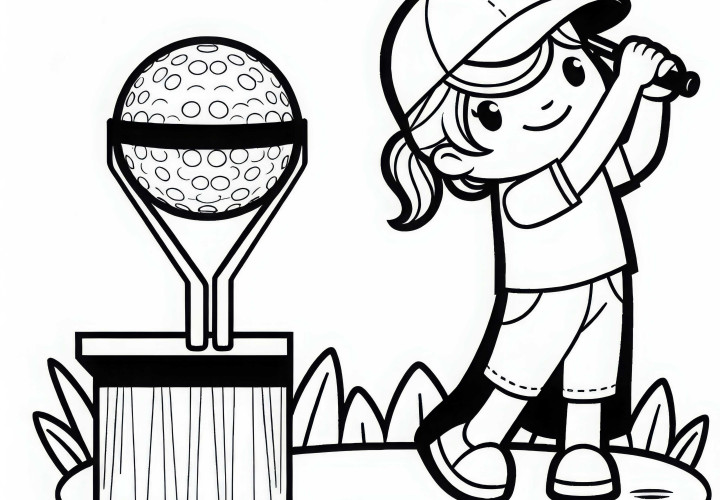 Pemain golf dengan klub - Gambar untuk diwarnai yang sederhana dan gratis