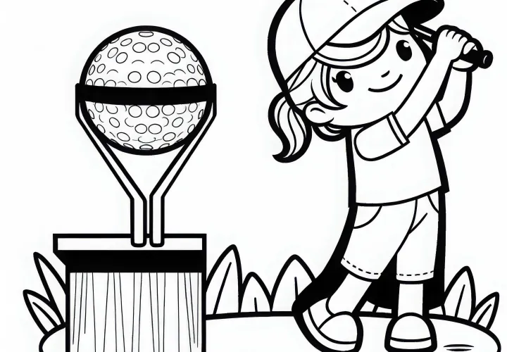 Golfspiller med kølle - Malebillede enkelt og gratis