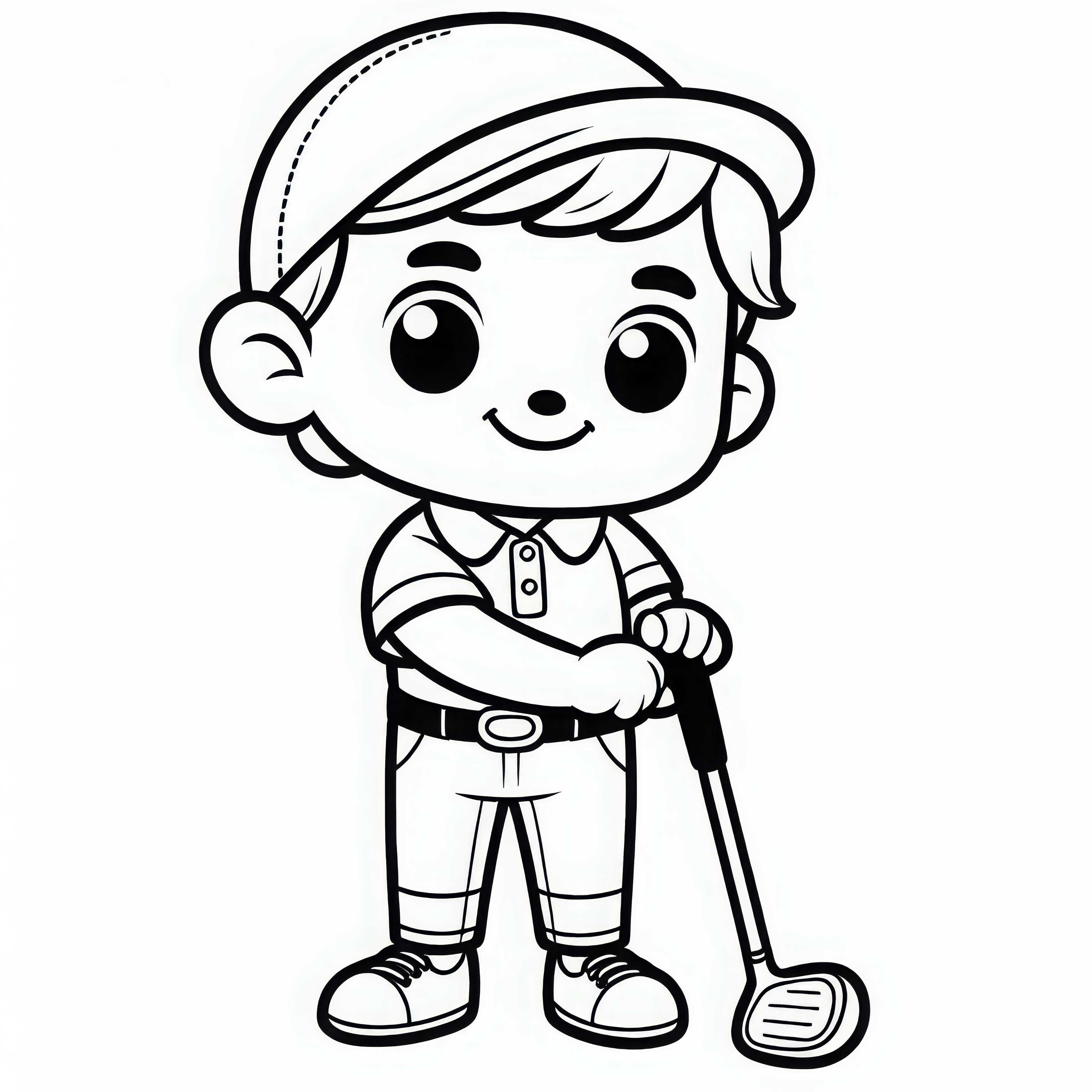 Golf Player Coloring Page Easy Free