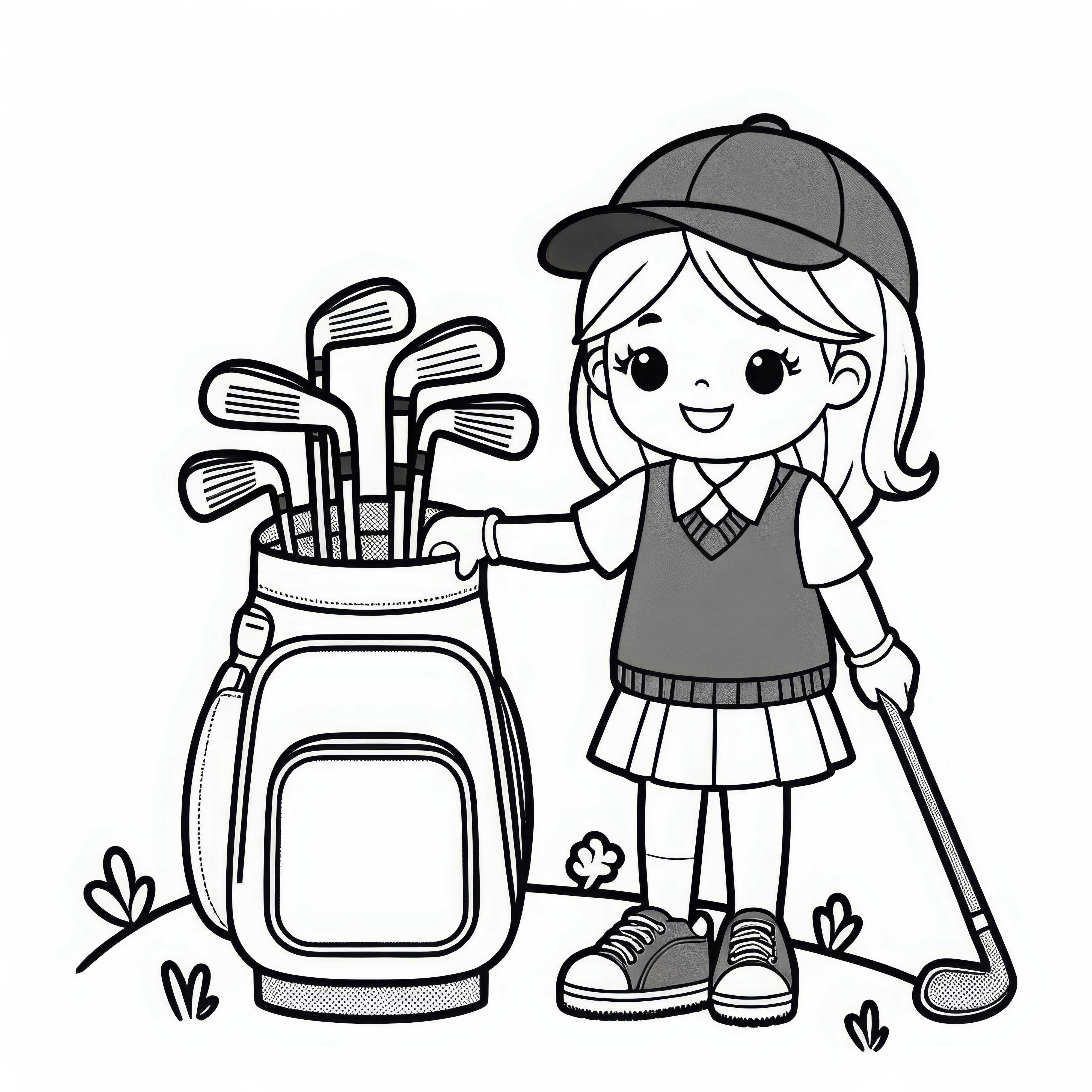 Pemain golf membawa tas golf dengan klub – Gambar untuk diwarnai gratis Pemain golf membawa tas golf dengan klub – Gambar untuk diwarnai gratis