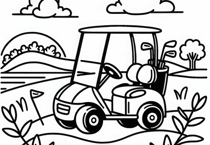 Gambar Mewarnai Golf Cart Gratis