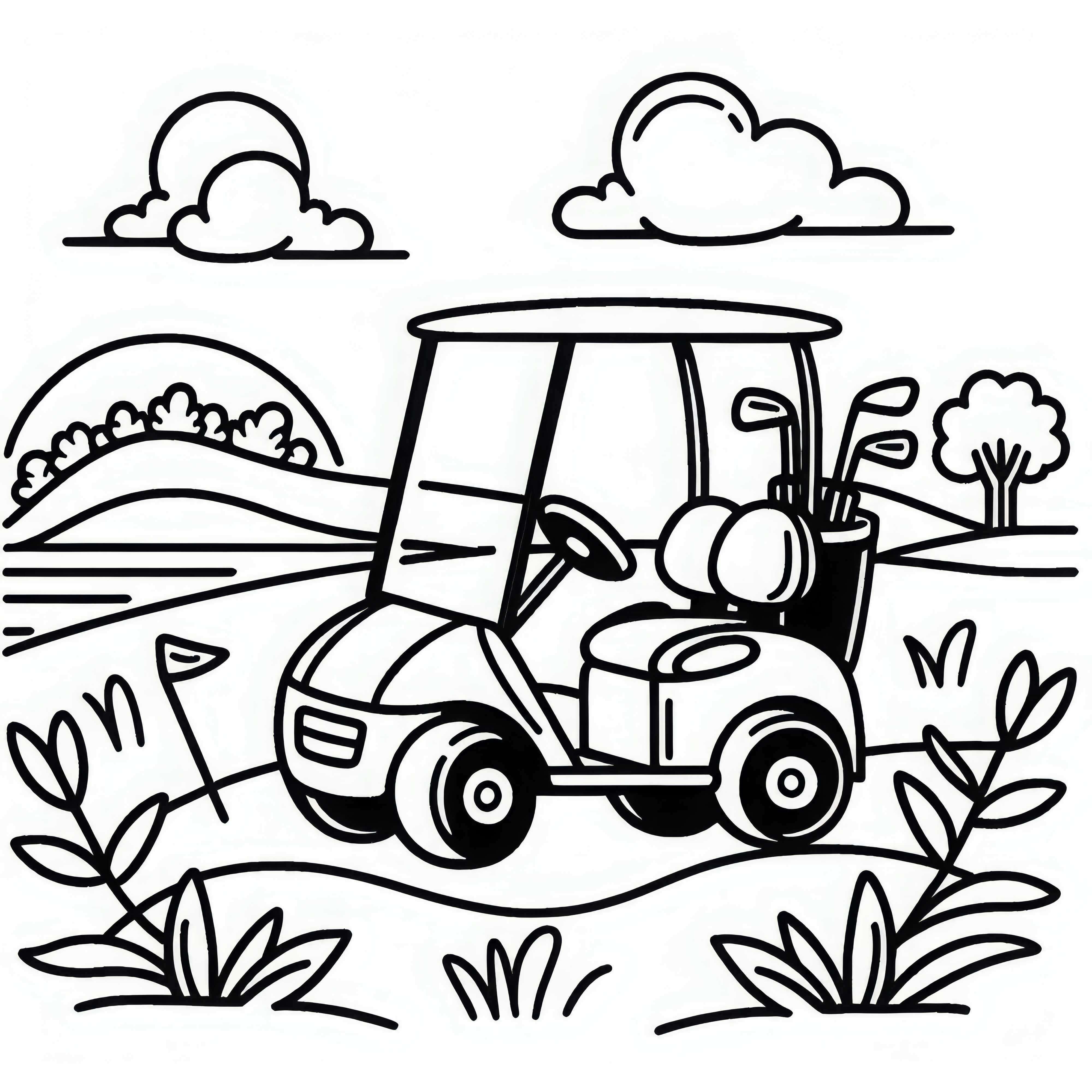 Gambar Mewarnai Golfcart Gratis Gambar mewarnai golfcart gratis
