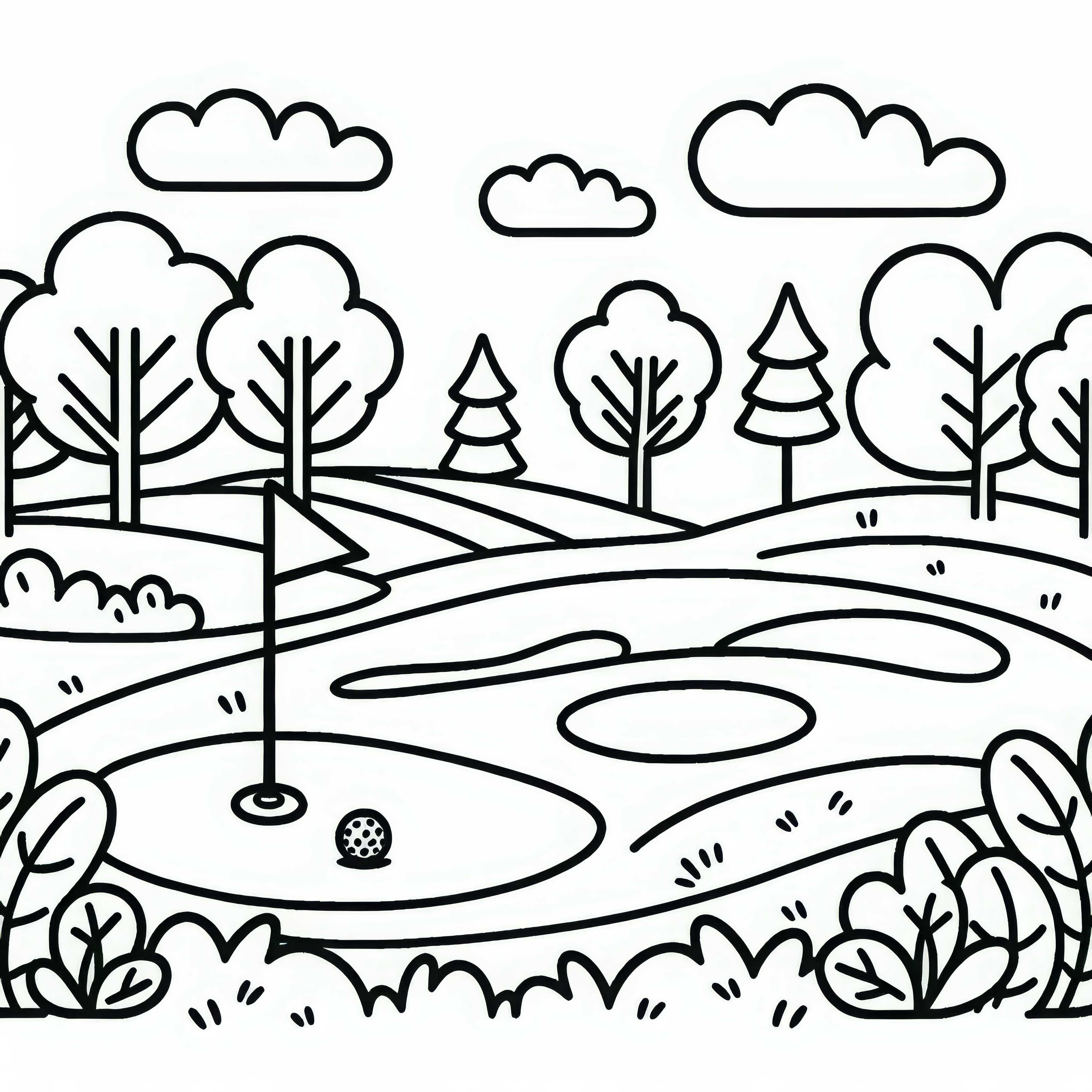 Gambar mewarnai lapangan golf gratis untuk para kreatif