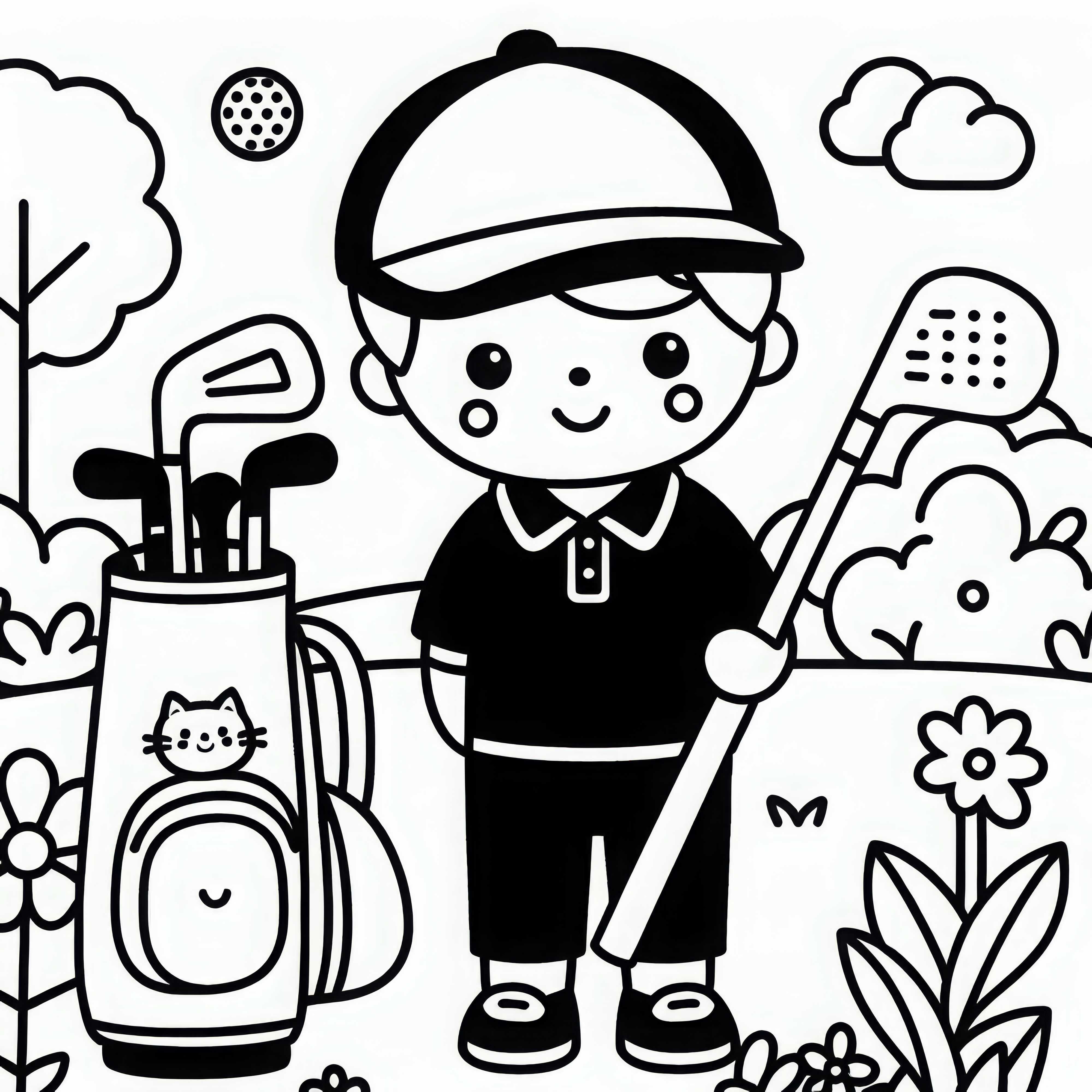 Template menggambar tas golf gratis Template Mewarnai Tas Golf Gratis