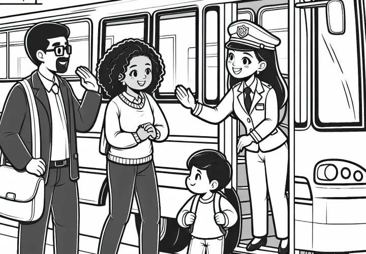 Vozačica avtobusa pozdravi potnike ob vstopu – brezplačna pobarvanka