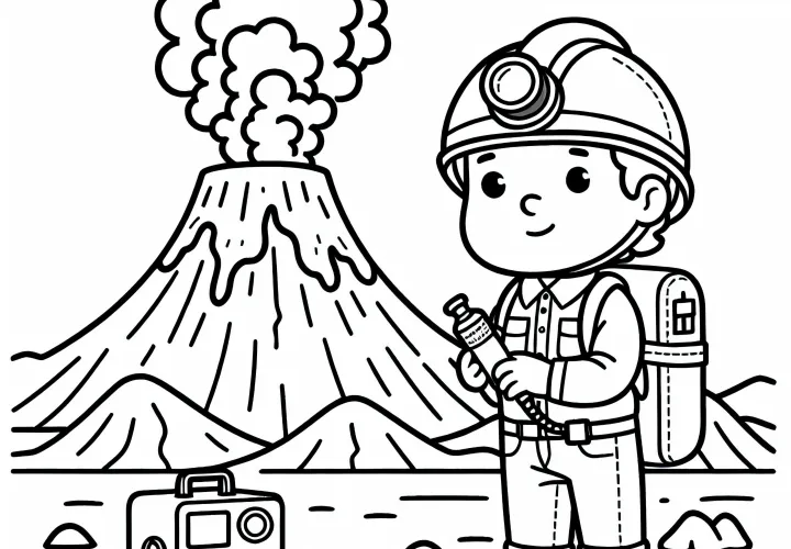 Desenho para colorir de vulcanologistas simples grátis
