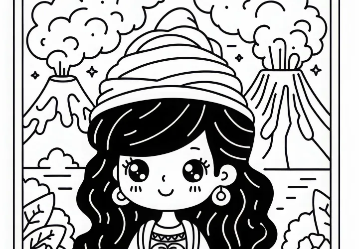 Desenho para colorir de pesquisadora de vulcões simples e gratuito