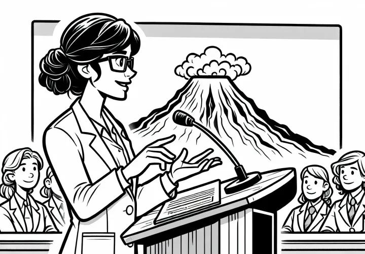 Pesquisadora de vulcões apresenta resultados em conferência – Modelo de colorir gratuito