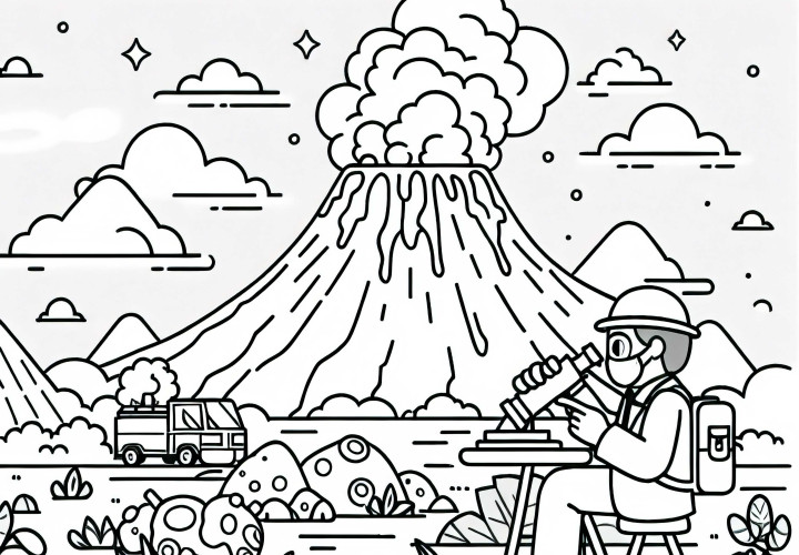 Free volcano coloring page