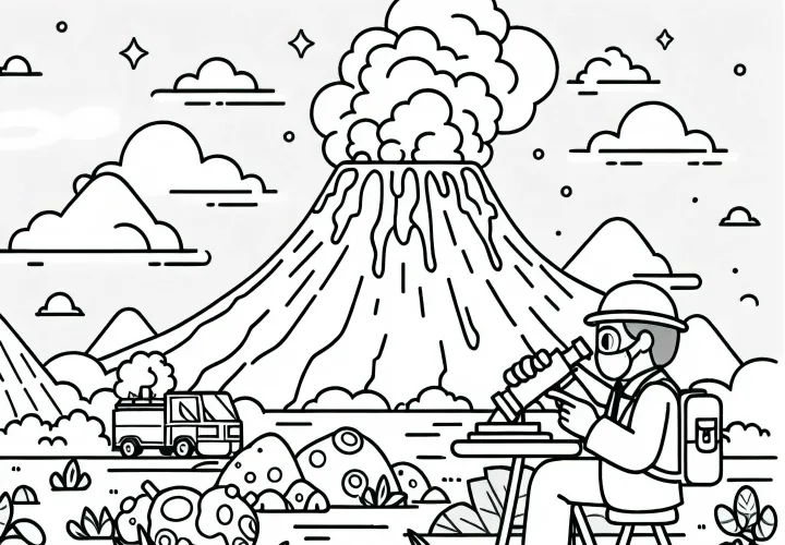 Desenho para colorir de vulcão grátis