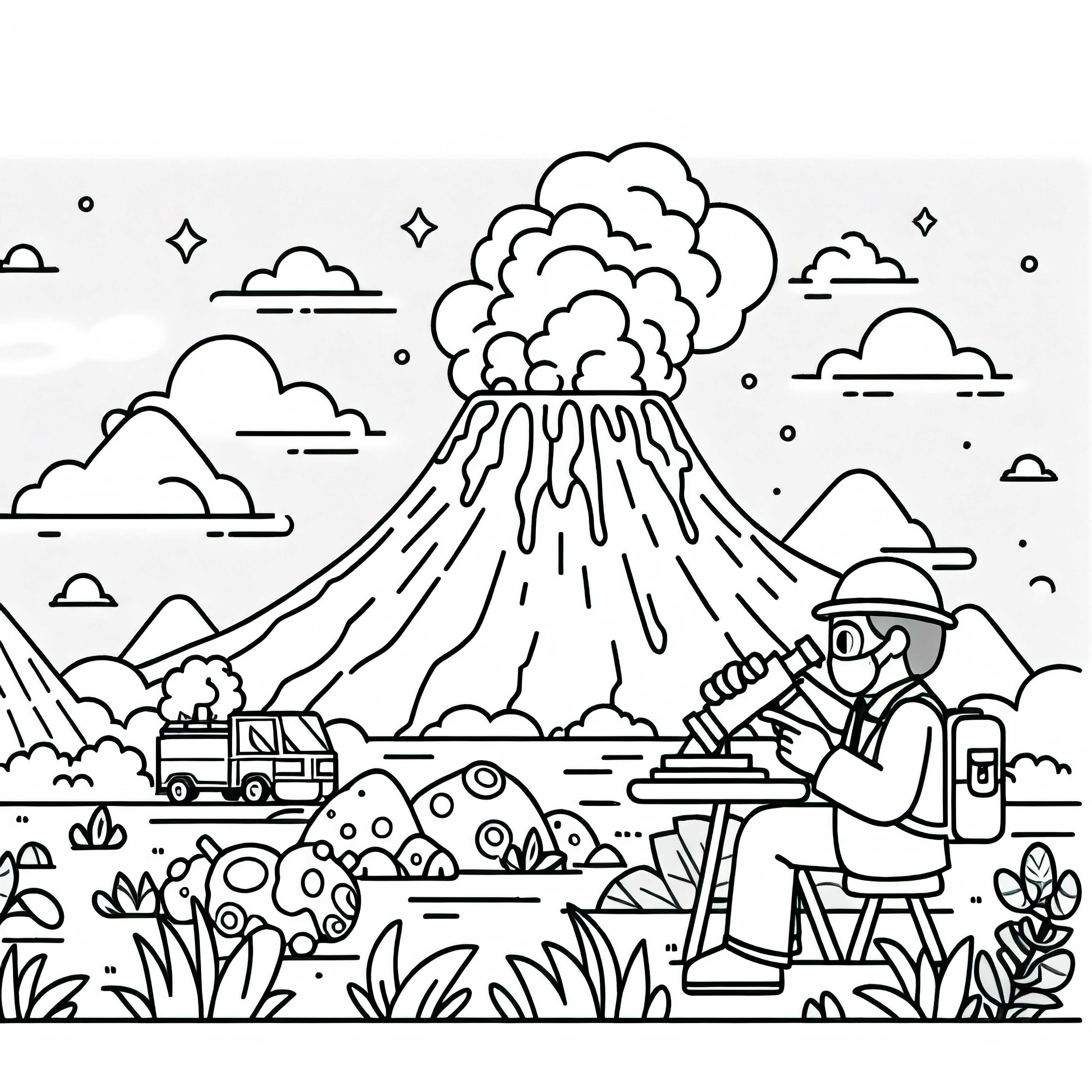 Free volcano coloring page