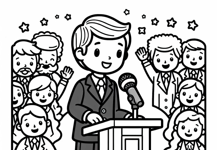 Bürgermeister hält Rede auf Veranstaltung - Malvorlage kostenlos Bürgermeister hält Rede auf Veranstaltung - Malvorlage kostenlos